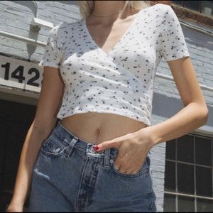 Brandy Melville White Wrap Top